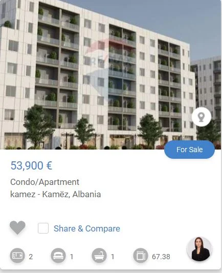 Tirane, shitet apartament 1+1 Kati 4, 65 m² 53.900 € (Kamez)