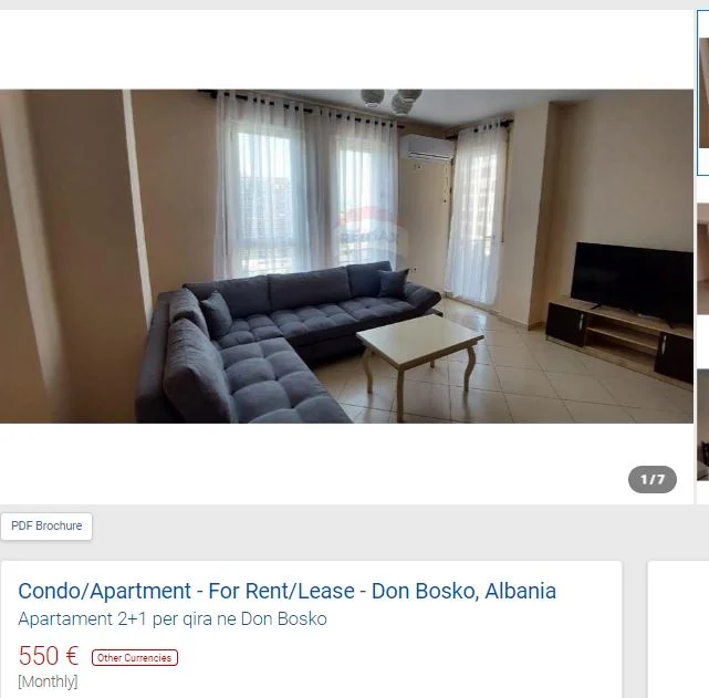 Tirane, jepet me qera 2+1 Kati 6, 85 m² 550 € (DON BOSCO)