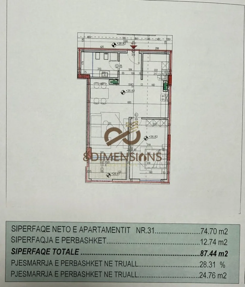 Tirane, shitet apartament 1+1+Ballkon Kati 8, 87 m² 135,532 € (astir)