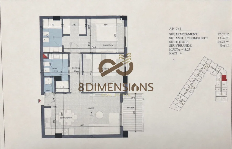 Tirane, shitet apartament 2+1+Ballkon Kati 4, 90 m² 120.175 € (paskuqan)