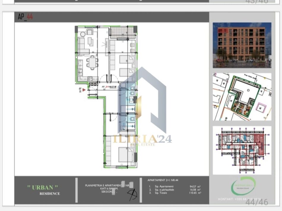 Tirane, shes apartament 2+1+Ballkon Kati 6, 110 m² 121.715 € (&quot;Paskuqan&quot;)