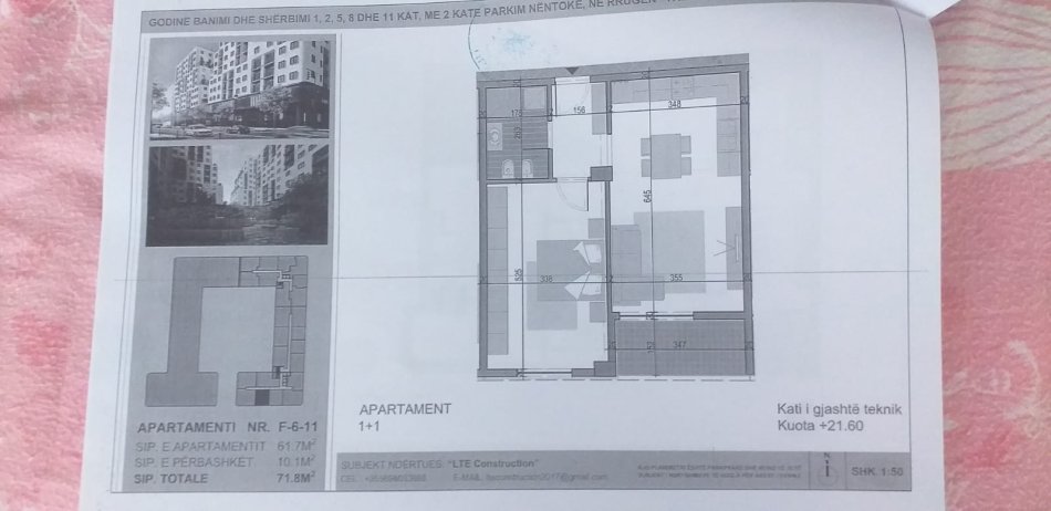 Tirane, shitet apartament 1+1+Ballkon Kati 5, 72 m² 113.000 € (Yzberisht, Grand Gallery)