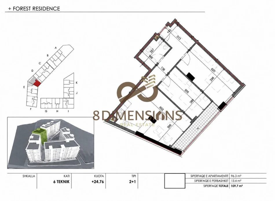 Tirane, shitet apartament 2+1 , 109 m² 142.870 € (farke)