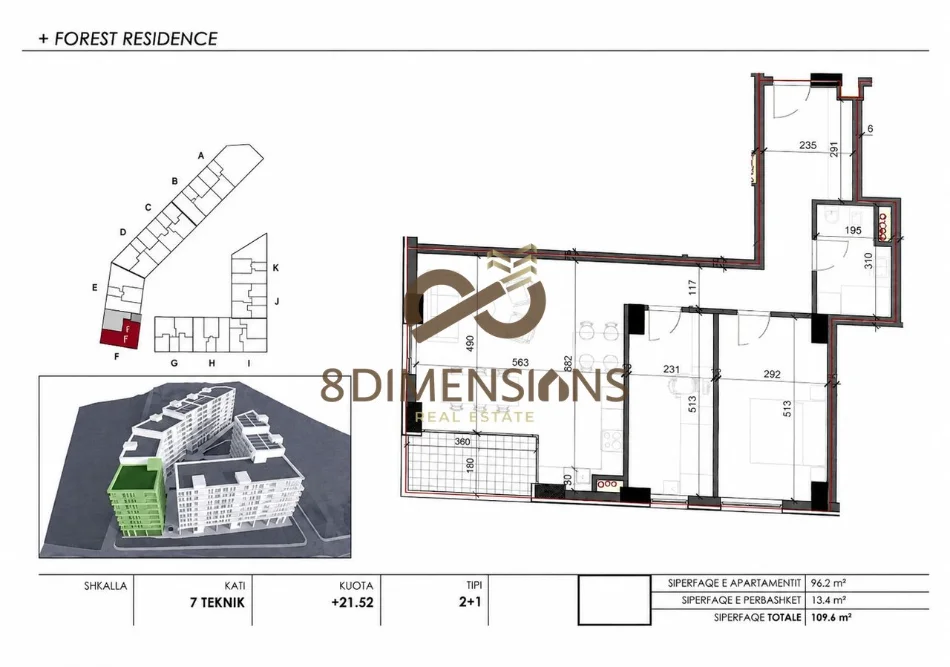 Tirane, shitet apartament 2+1 , 109 m² 142.870 € (farke)