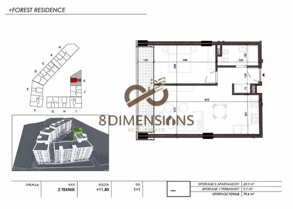 Tirane, shitet apartament 1+1 Kati 2, 86 m² 103.480 € (farke)