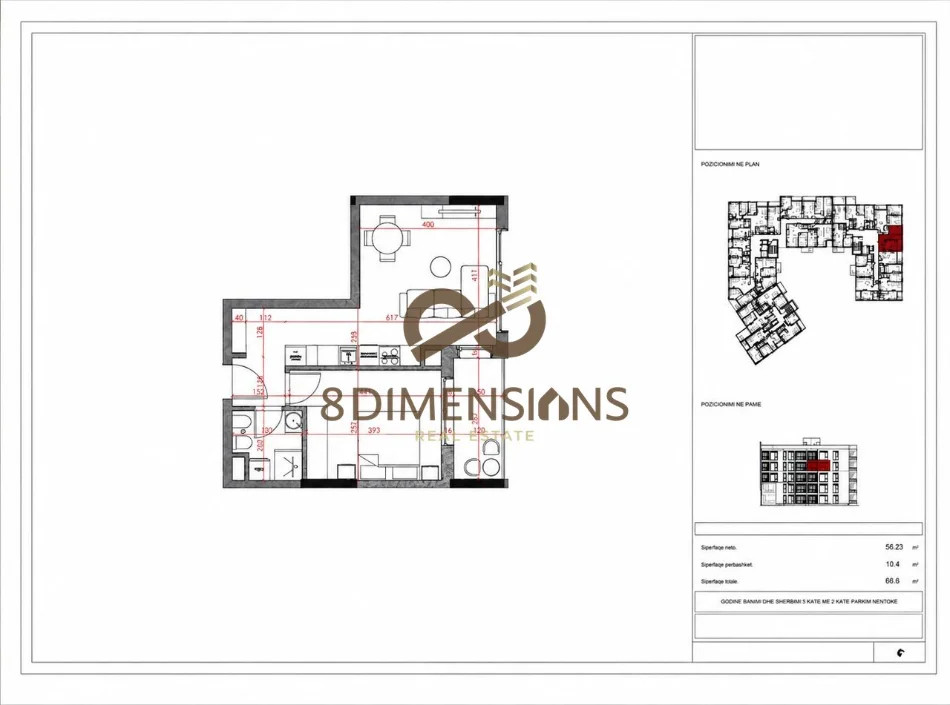 Tirane, shitet apartament 1+1+Ballkon Kati 3, 57 m² (paskuqan)