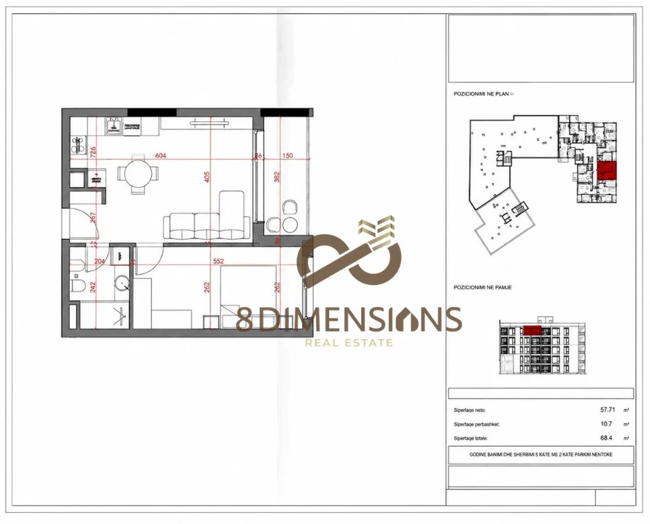 Tirane, shitet apartament 1+1+Ballkon Kati 3, 57 m² (paskuqan)