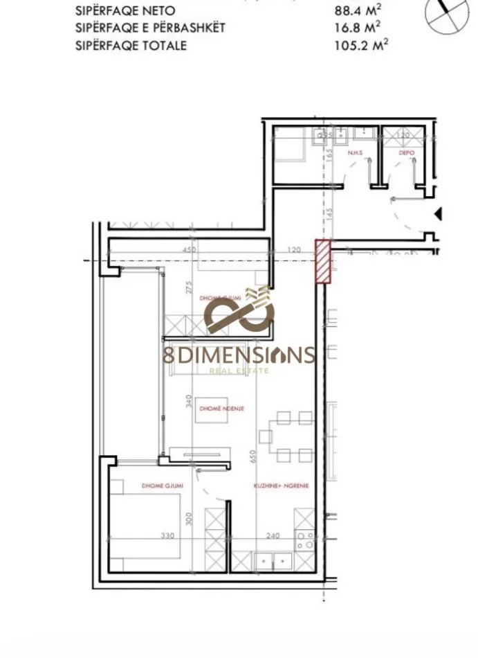 Tirane, shitet apartament 2+1+Ballkon Kati 7, 105 m² 126.240 € (astir)
