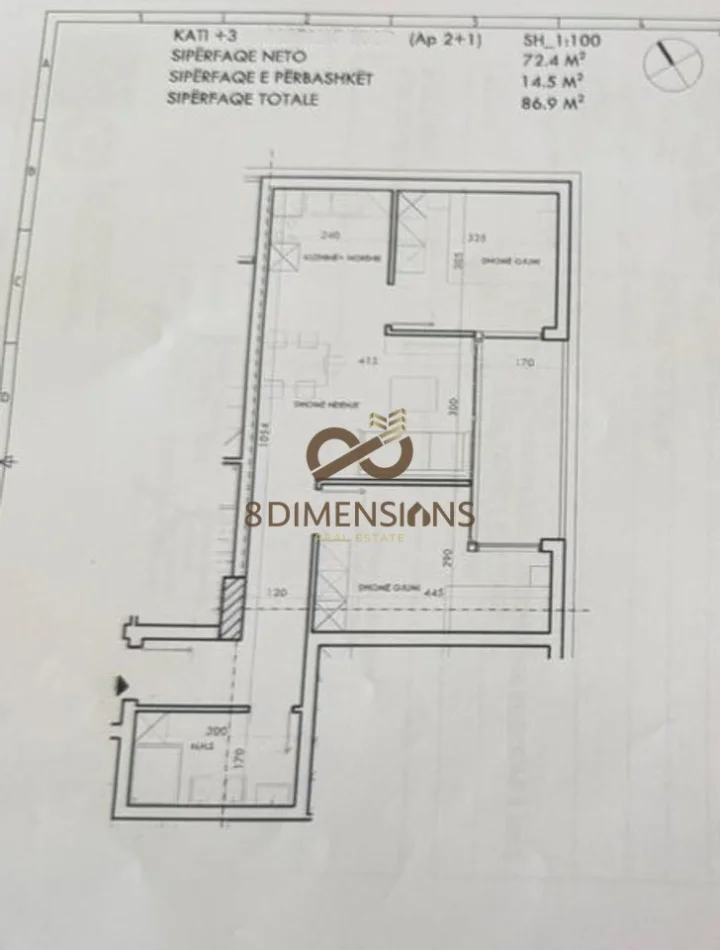 Tirane, shitet apartament 2+1+Ballkon Kati 3, 86 m² 104.280 € (astir)
