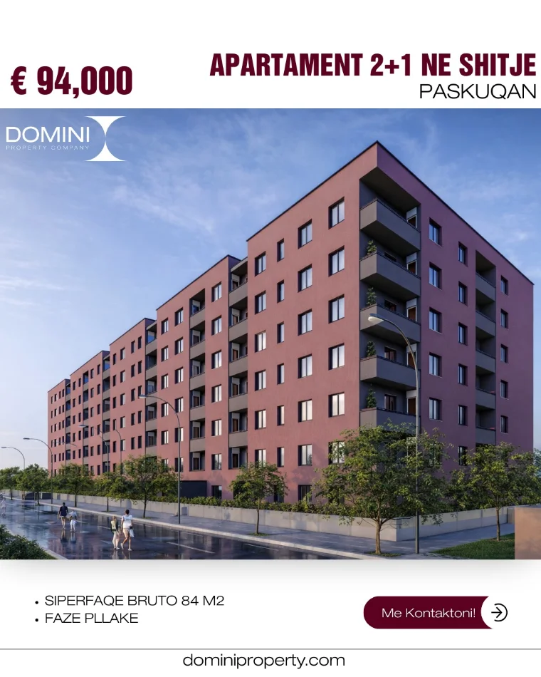 Tirane, shitet apartament 2+1 , 84 m² 94.000 € (Paskuqan)