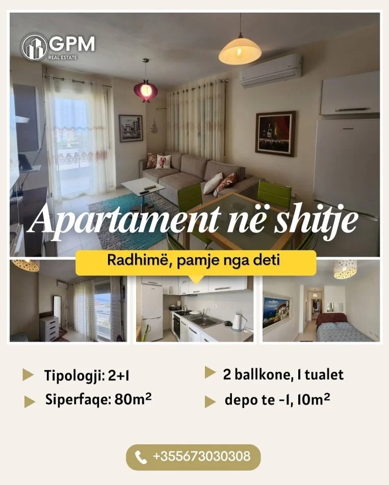 Vlore, shitet apartament 2+1 Kati 4, 80 m² (Radhime).