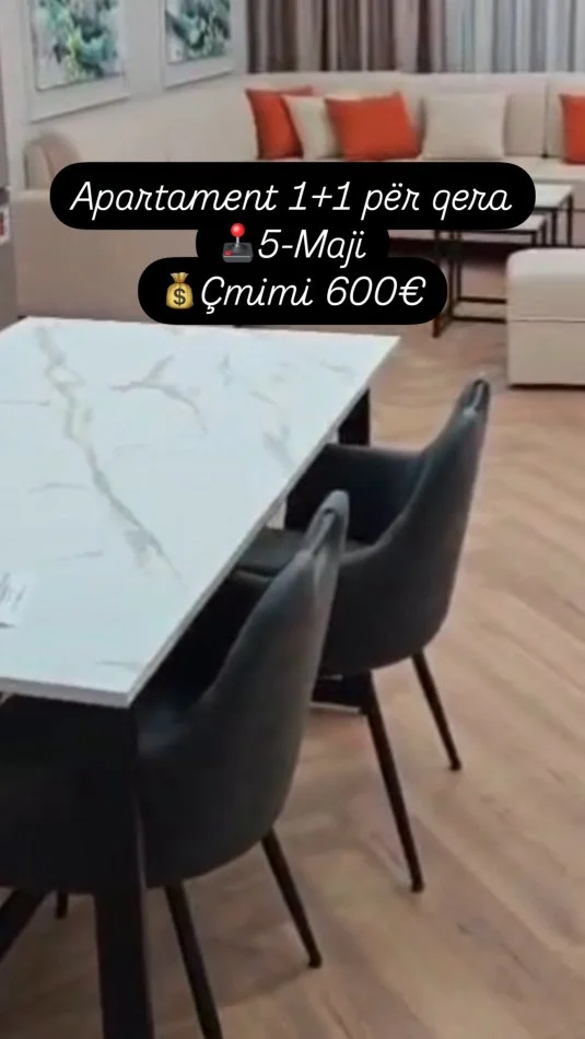 Tirane, jepet me qera apartament 1+1 Kati 2, 600 €