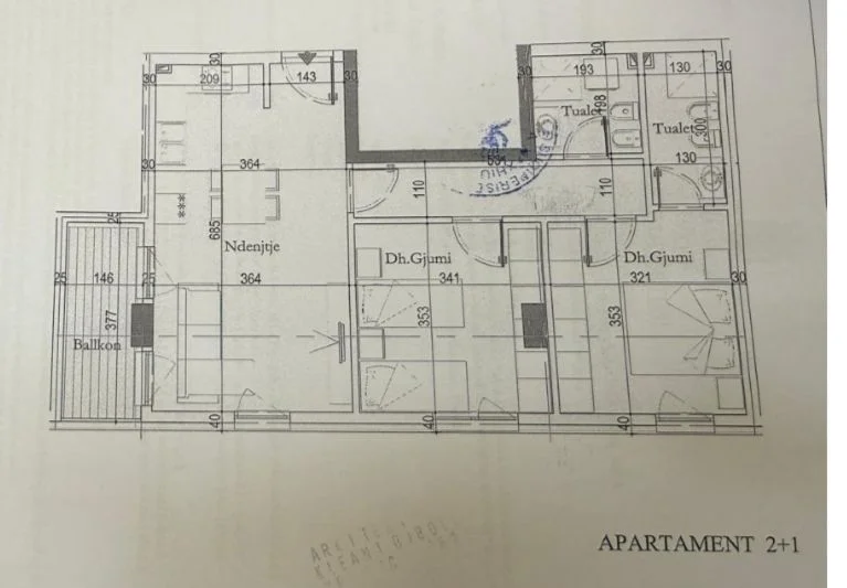 Tirane, shitet apartament 2+1+Ballkon Kati 3, 95 m² 123.000 € 
