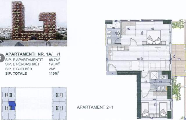 Tirane, shitet apartament 110 m² 180.800 Euro