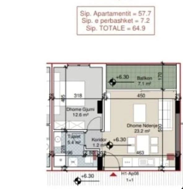 Durres, shes apartament 1+1+Ballkon Kati 2, 65 m² 150.000 € (Porto Lalzi)