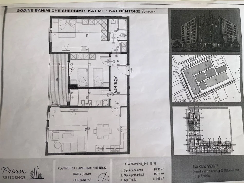 Tirane, shitet apartament 2+1 , 