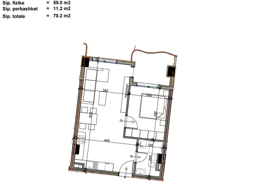 Tirane, shes apartament 1+1 Kati 6, 70 m² 91.300 € (Rruga Mehmet Gjevori)