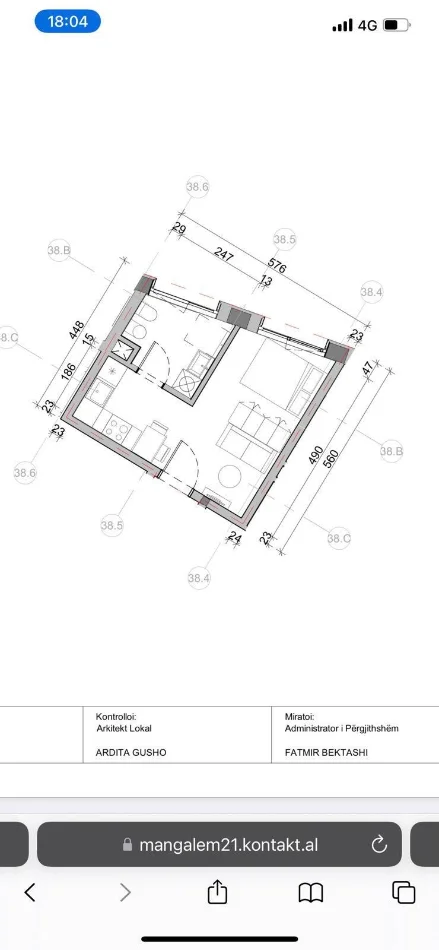 Tirane, shitet garsonier 1+1 Kati 6, 30 m² 75.000 € (Kompleksi Mangalem 21, Ali Demi)