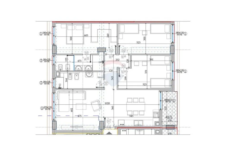 Tirane, shitet apartament 3+1 Kati 3, 154 m² 225,000 € (Rezidenca Kodra e Diellit - British School)