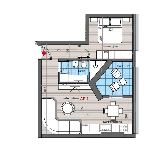 Tirane, shitet apartament 1+1+Ballkon Kati 3, 70 m² 125.300 € (dritan hoxha)