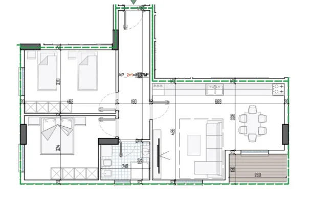 Tirane, shitet apartament 2+1+Ballkon Kati 1, 100 m² 104.400 € (paskuqan)