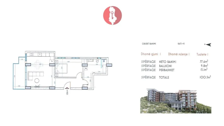 Vlore, shitet 1+1 , (Vlorë, Rruga “Dhimiter Konomi”)