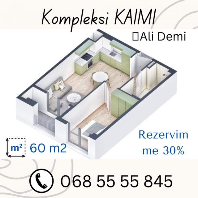Tirane, shes apartament 2+1+BLK Kati 5, 72 m² 72.000 Euro (Ali Demi)