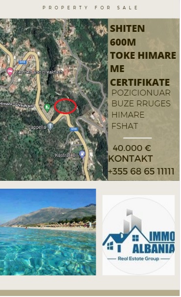 Himare, shes toke ne bregdet 600 m² 40.000 Euro (Himare Fshat)