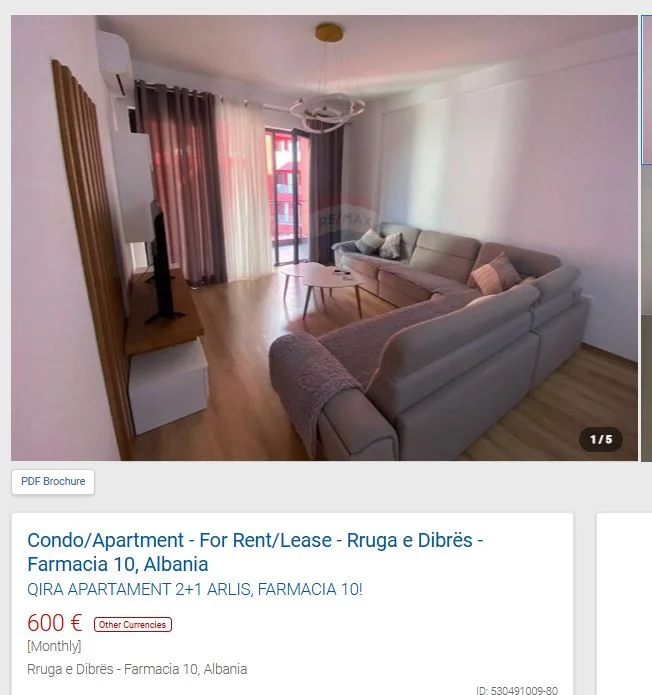 Tirane, jepet me qera apartament 2+1 Kati 3, 87 m² 600 € (RRUGE DIBRE FARMACIA 10 ARLIS)