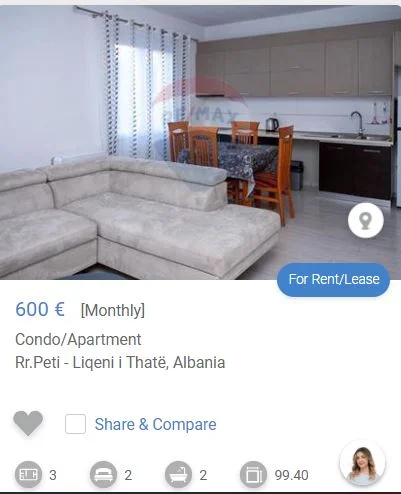 Tirane, jepet me qera apartament 2+1 Kati 3, 99 m² 600 € (LIQENI THATE)