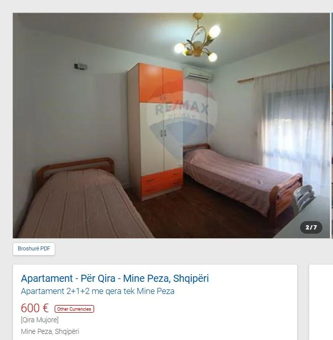 Tirane, jepet me qera 2+1 Kati 2, 100 m² 600 € (MINE PEZA)