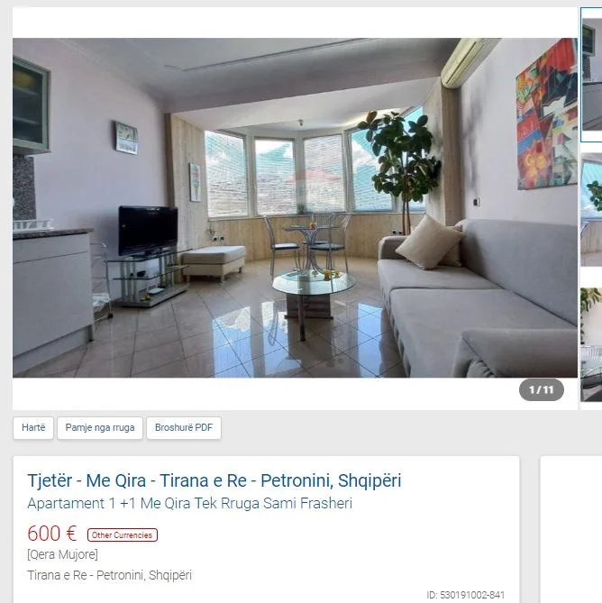 Tirane, jepet me qera apartament 1+1 Kati 6, 70 m² 600 € (PETRO NINI)