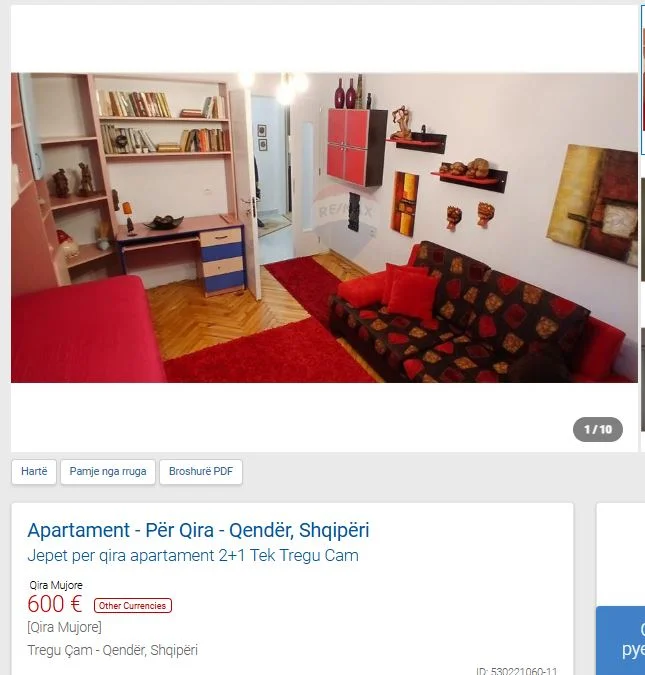 Tirane, jepet me qera apartament 2+1 Kati 3, 60 m² 600 € (TE TREGU CAM QENDER)