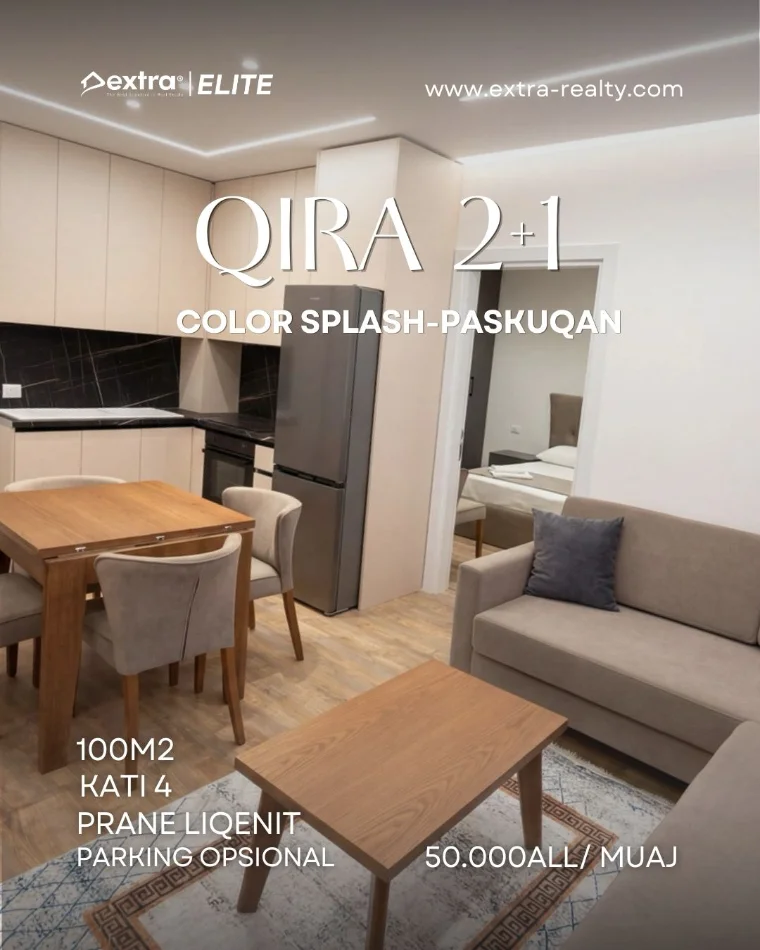 Tirane, jepet me qera apartament 2+1+Ballkon Kati 4, 100 m² 500 € (Color Splash Paskuqan)