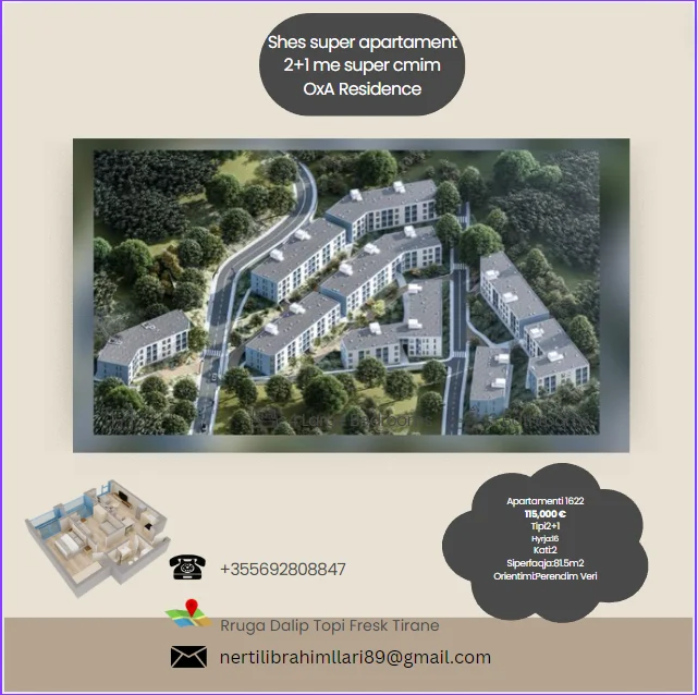 Tirane, shes apartament 2+1+Ballkon Kati 2, 81 m² 115.000 € (Rruga Dalip Topi Fresk Tirane)