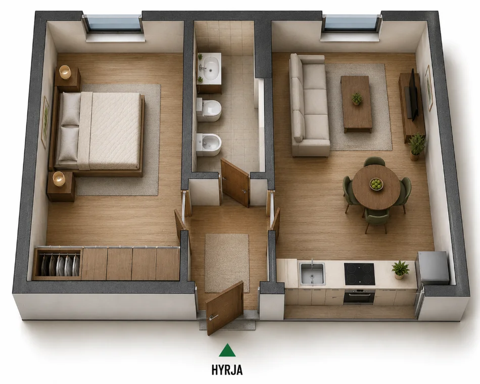 Tirane, shitet apartament 1+1 , 53 m² (Harmoni Residence, Zogu i Zi)