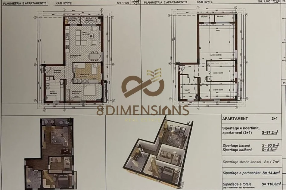 Tirane, shitet apartament 2+1+Ballkon Kati 2, 110 m² 143.780 € (paskuqan)