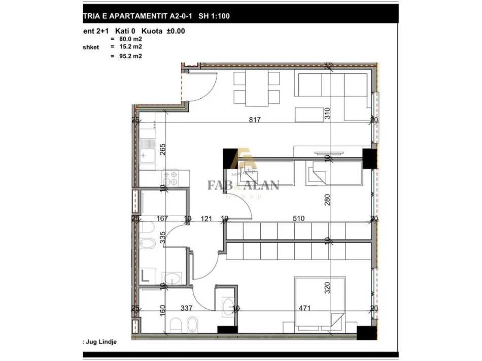 Tirane, shitet apartament 2+1 Kati 0, 95 m² 111.400 € (Paskuqan)