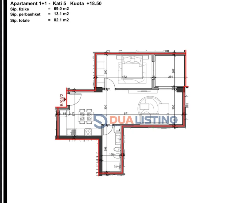Tirane, shitet apartament 1+1 , 82 m² 90.300 € (Paskuqan)