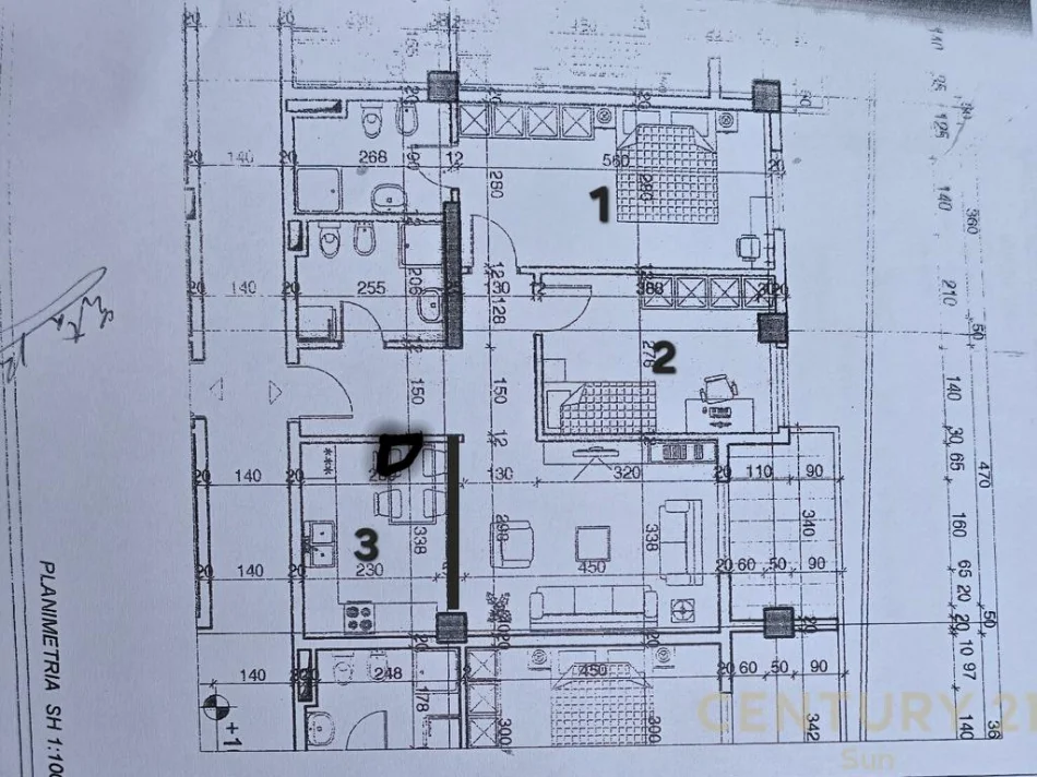 Tirane, shes apartament 2+1 Kati 4, 98 m² (Yzberish)
