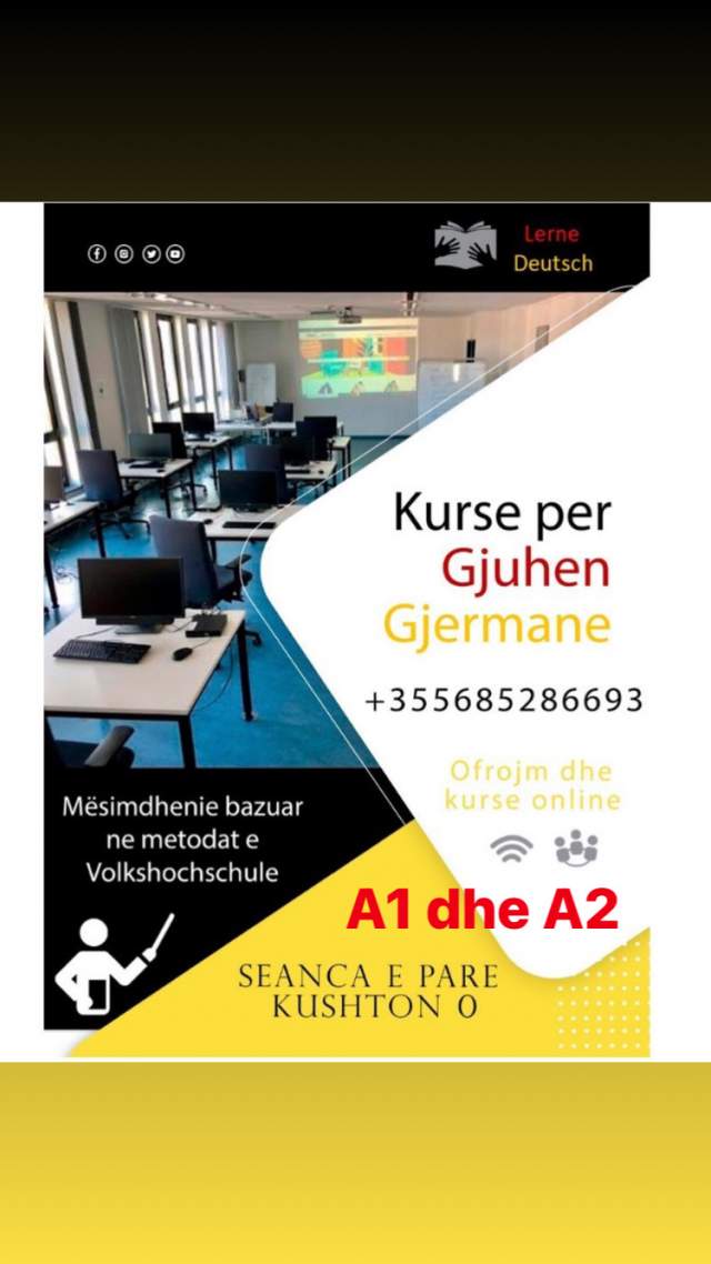 Tirane, ofrojme kurse gjuhe gjermanisht - Kurse online dhe ne Klasa fizike