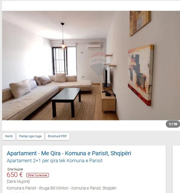 Tirane, jepet me qera apartament 2+1 Kati 5, 113 m² 650 € (RRUGA BILL KLINTON)
