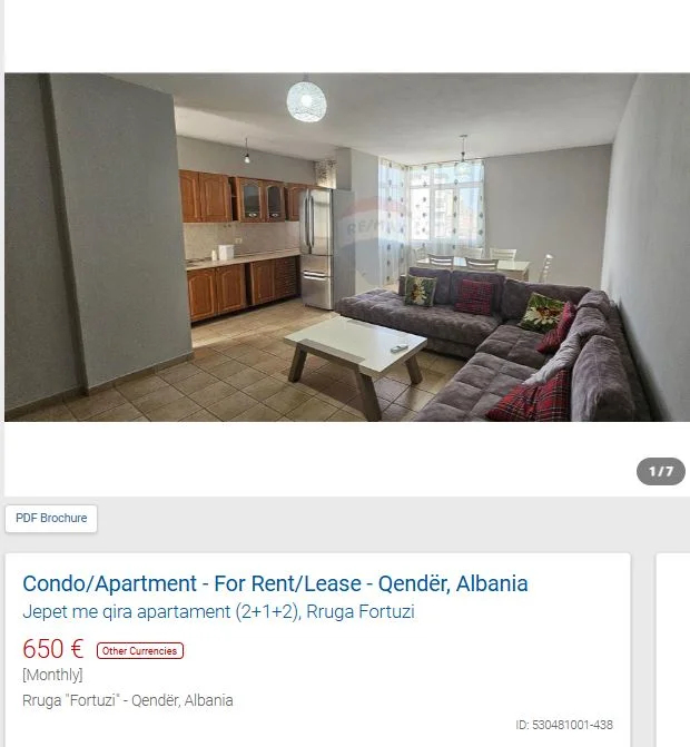 Tirane, jepet me qera apartament 2+1 Kati 4, 120 m² 650 € (RRUGA FORTUZI)