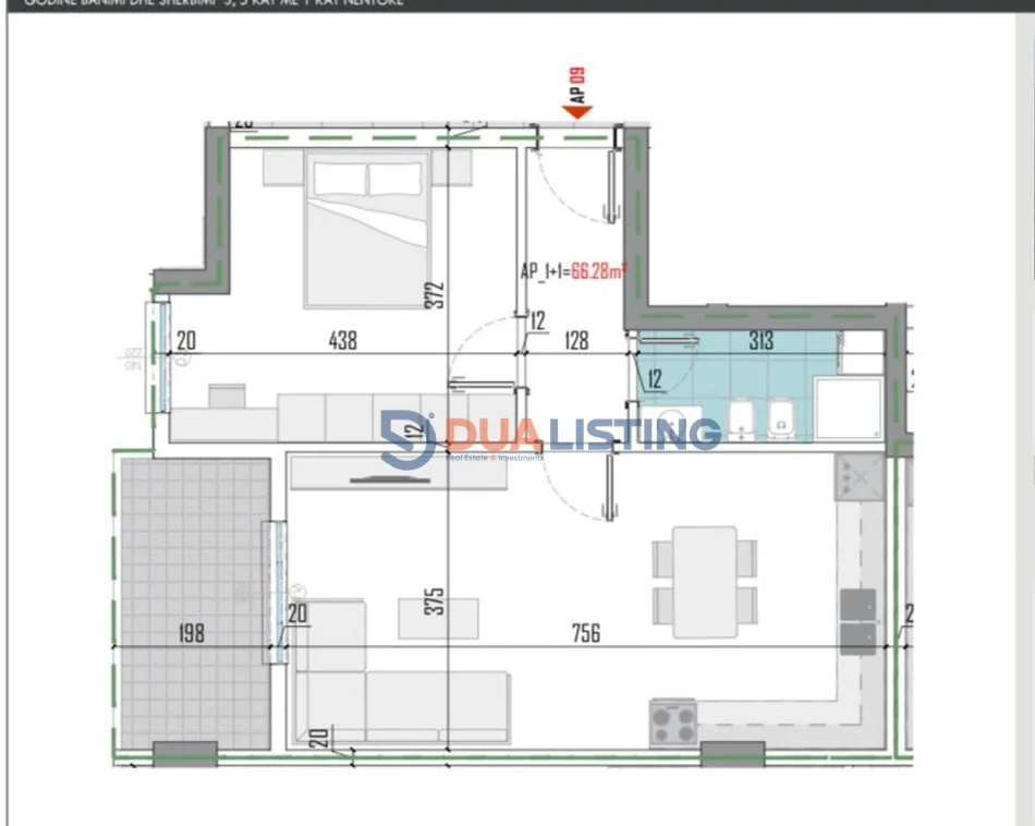 Tirane, shitet apartament 1+1 , 79 m² 95.000 € 