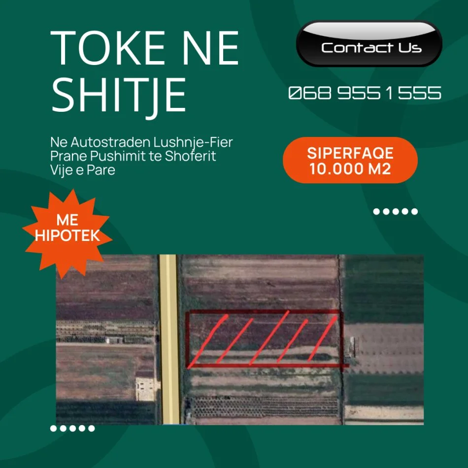 Lushnje, shes toke bujqesore , 10.000 m² (Autostrada Lushnje-Fier)