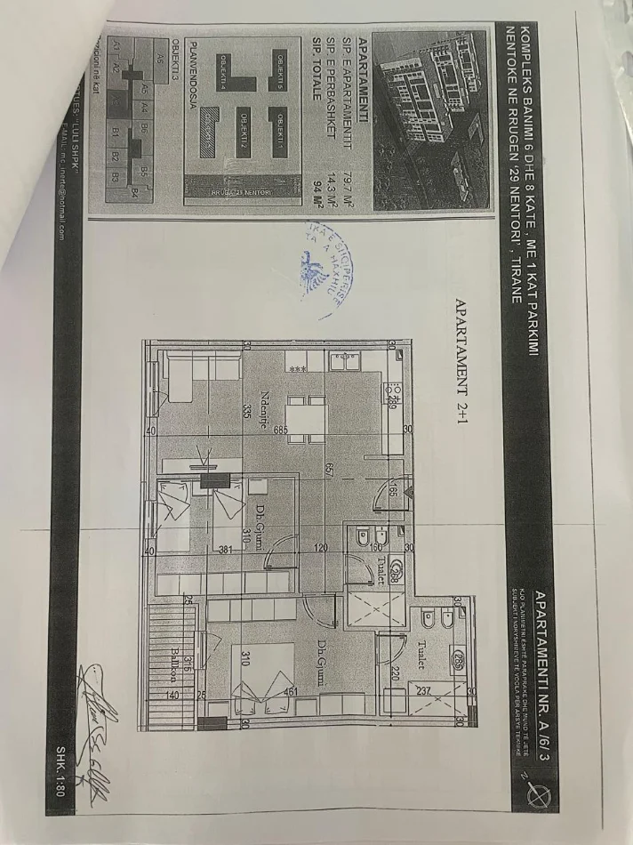 Tirane, shitet apartament 2+1 Kati 6, 94 m² 170.000 € (ish Dogana)