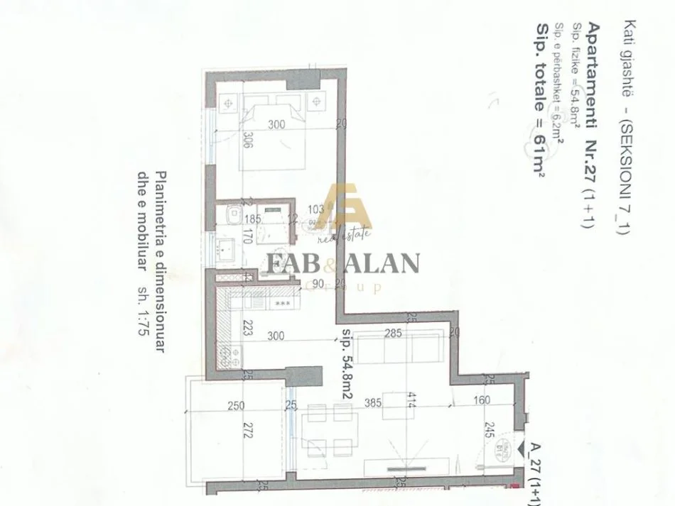 Tirane, shitet apartament 1+1 Kati 6, 61 m² 54.900 € (Kamez)