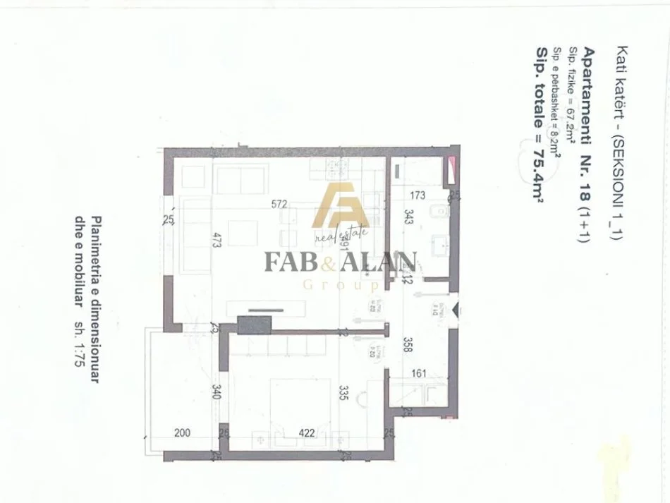 Tirane, shitet apartament 1+1 Kati 4, 75 m² 64.000 € (Kamez)