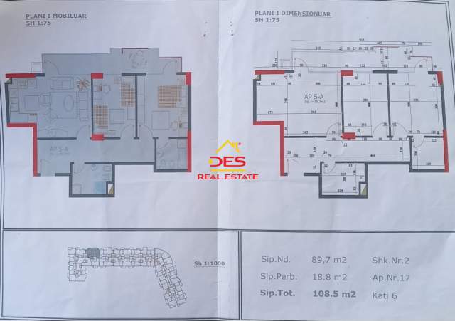 Tirane, shitet apartament 2+1+A+BLK Kati 7, 108 m² 1.100 Euro/m2