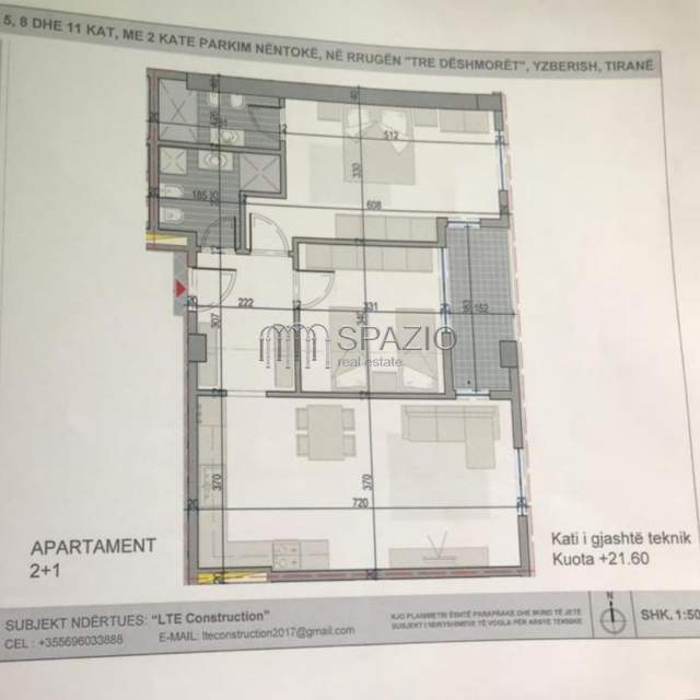 Tirane, shitet apartament 2+1+BLK Kati 5, 104 m² 84.000 Euro (Yzberisht)
